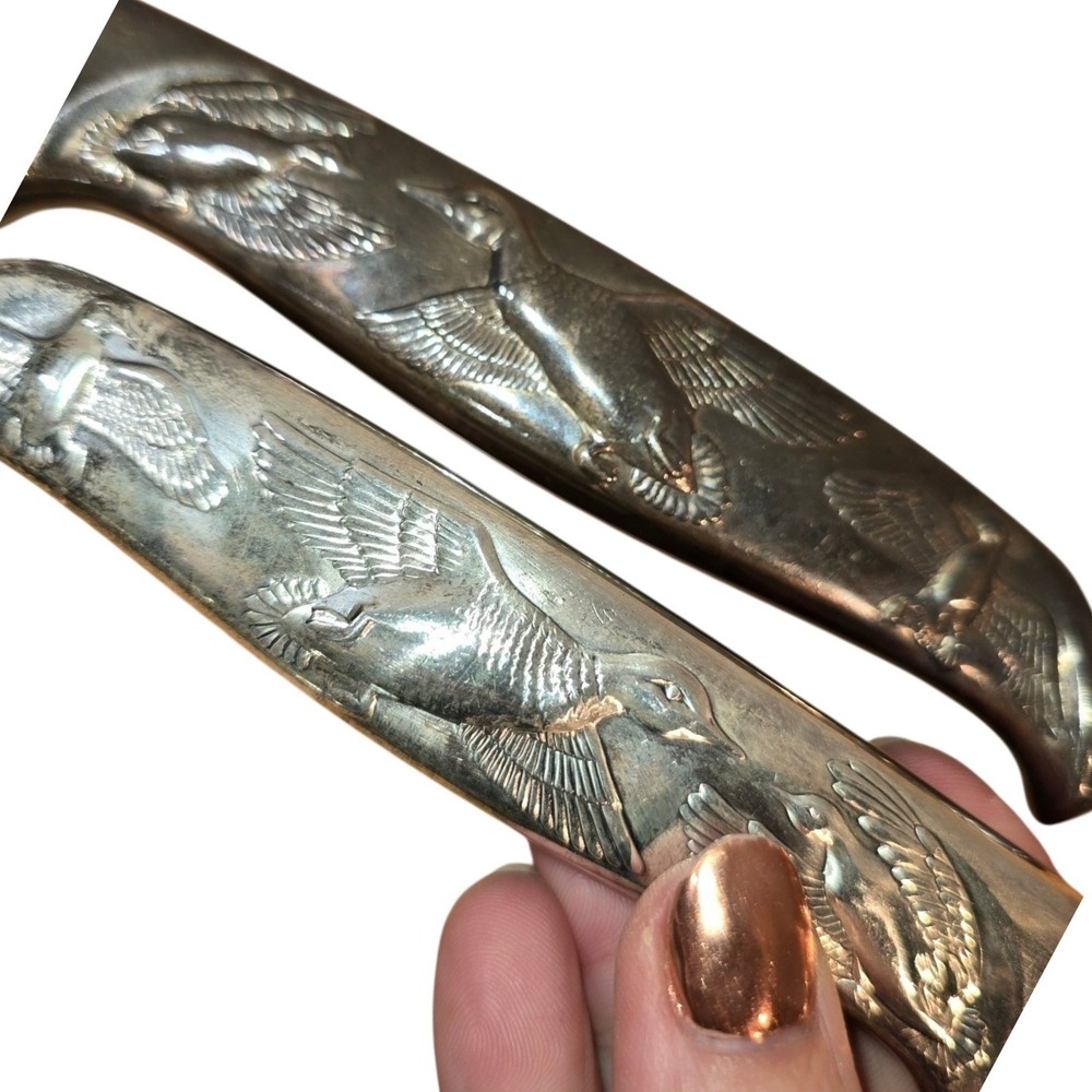 Vintage Brown & Bigelow B&B Carving 9" Knife Silver Plated Ducks in‎ Flight